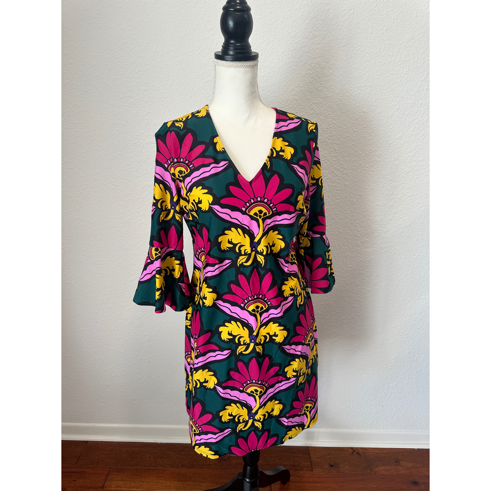 Jude Connelly V-neck dress in the "Grand Florie" floral pattern in Purple